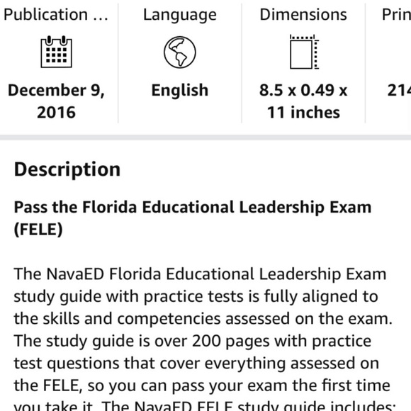 Navaed FELE Florida Educational Leadership Exam Book Jasper Nava Ed-used - Picture 3 of 3